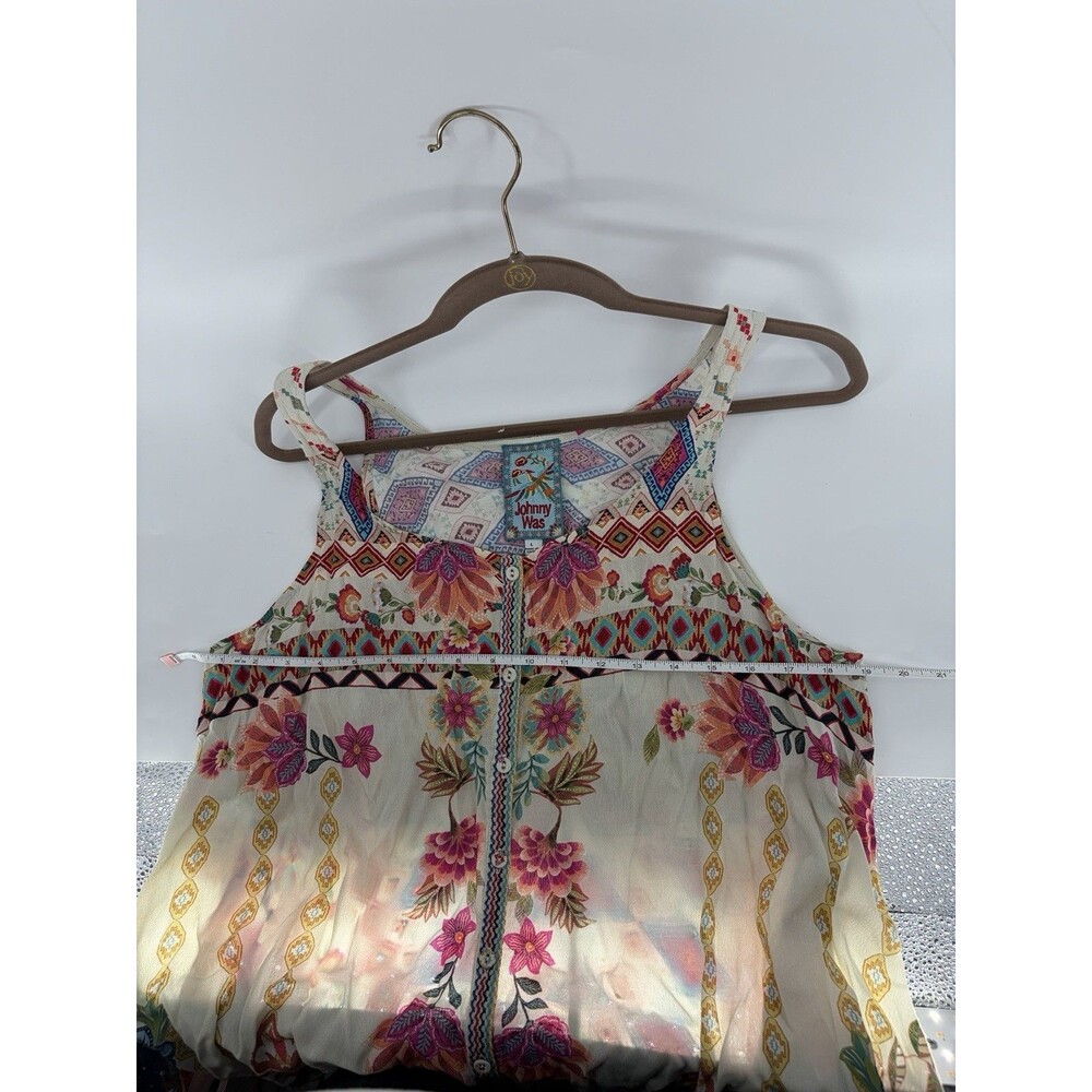 Johnny Was High-Low Button Tank Dress Size L Floral Boho Whimsy Fairy Festival - Picture 9 of 10